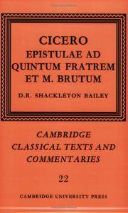 image of Cicero: Epistulae ad Quintum Fratrem et M. Brutum (Cambridge Classical Texts and Commentaries)