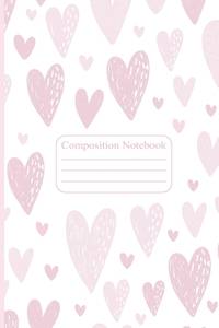 Composition Notebook: Love, Pink Hearts Notebook, Graph Paper for School, College, Office, Home,...