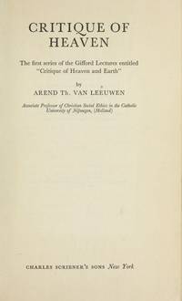 image of Critique of Heaven: The first series of the Gifford Lectures entitled