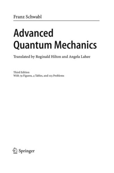 Advanced Quantum Mechanics