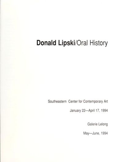 Donald Lipski/ Oral History by Donald Lipski | Pamphlet | 1994-12-01 ...