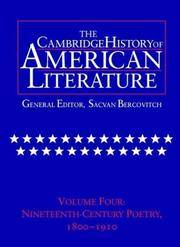 The Cambridge History of American Literature, Vol. 4: Nineteenth-Century Poetry, 1800-1910