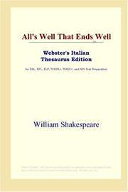 cover of All's Well That Ends Well (Webster's Italian Thesaurus Edition)