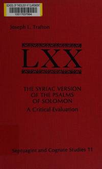 The Syriac Version of the Psalms of Solomon; a Critical Evalutation
