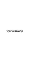 The Checklist Manifesto How To Get Things Right