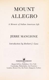 Mount Allegro : A Memoir of Italian American Life