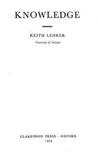 Knowledge by Lehrer, Keith - 1979