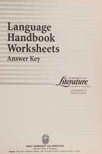Language Handbook Worksheets Answer Key (Elements of Literature Fourth Course)