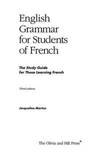 image of English Grammar for Students of French (English grammar series)