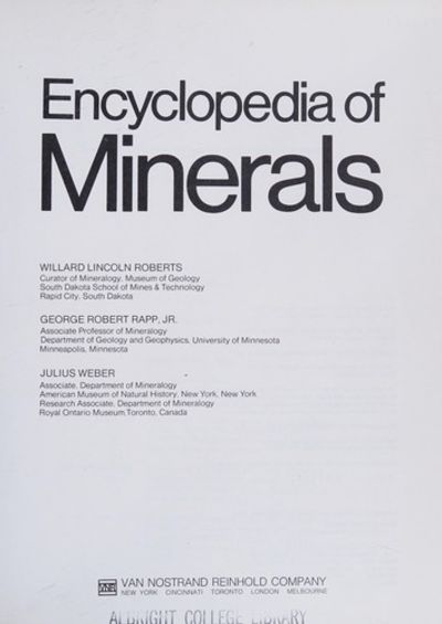 Encyclopedia of Minerals by Willard Lincoln Roberts; George
