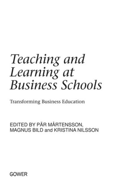 BIBLIO | Teaching and Learning at Business Schools: Transforming 