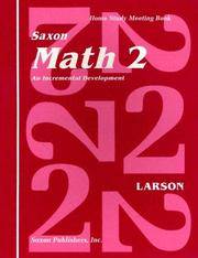 Saxon Math 2: An Incremental Development Home Study Meeting Book