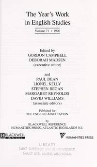 image of The Years Work in English Studies: 1990 v. 71