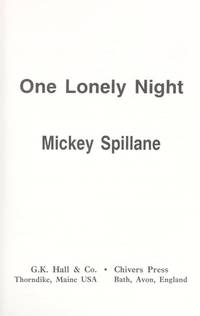 image of One Lonely Night (G K Hall Large Print Book Series)