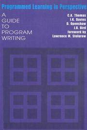 Programmed Learning in Perspective: A Guide to Program Writing