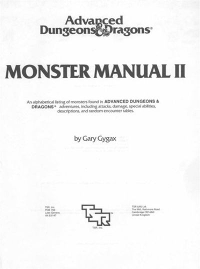 Advanced Dungeons and Dragons: Monster Manual II (#2016) by Advanced Dungeons and Dragons: Monster Manual II (#2016) by