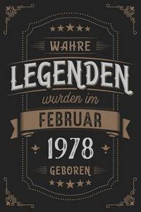 Wahre Legenden wurden im Februar 1978 geboren: Vintage Geburtstag Notizbuch - individuelles...