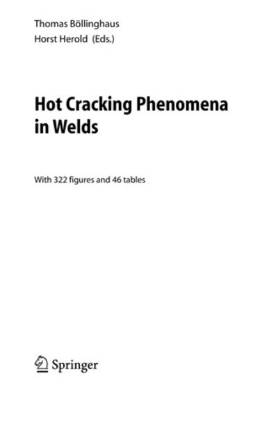 Hot Cracking Phenomena In Welds by B LLINGHAUS, THOMAS | Hardcover ...