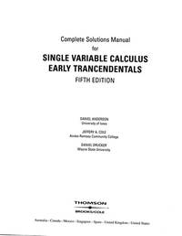 Single Variable Calculus Early Transcendentals - Student Solutions Manual