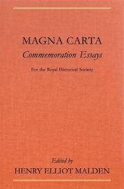 Magna Carta Commemoration Essays by Henry (Editor) Malden Elliot - First Edition - 1917 - from Alien Bindings (SKU: 04399)