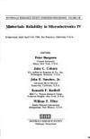 Materials Reliability in Microelectronics IV: Volume 338 (MRS Proceedings) by Peter BÃ¸rgesen (Editor), John C. Coburn (Editor), William F. Filter (Editor), John E. Sanchez  Jr. (Editor), Kenneth P. Rodbell (Editor) - 1994-10-19