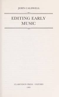 Editing Early Music (Early Music Series)