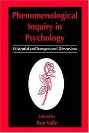 Phenomenological Inquiry in Psychology Existential and Transpersonal Dimensions