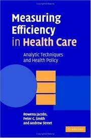 Measuring Efficiency in Health Care: Analytic Techniques and Health Policy by Andrew Street - Hardcover - from Phatpocket Limited (SKU: Z1-C-044-01482)