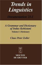 A Grammar and Dictionary of Indus Kohistani: Dictionary (Trends in Linguistics Documentation 21-1) by Claus Peter Zoller - Hardcover - 2005-06-30 - from Ergodebooks (SKU: SONG3110179474)