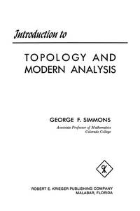 Introduction to Topology and Modern Analysis