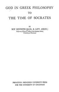 God in Greek Philosophy to the Time of Socrates