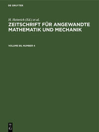 Zeitschrift für Angewandte Mathematik und Mechanik. Volume 69, Number 4