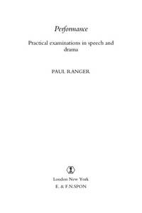 image of Performance : Practical Examinations in Speech and Drama