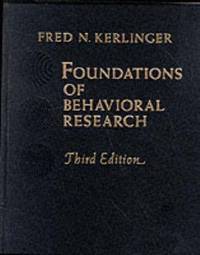 Foundations Of Behavioral Research