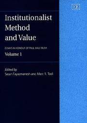 Institutionalist Method And Value, Volume 1