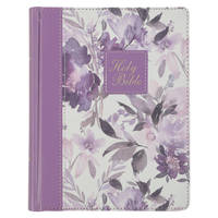 KJV Holy Bible, Note-Taking Bible, Faux Leather Hardcover - King James Version, Purple Floral...