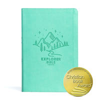 CSB Explorer Bible for Kids, Light Teal Mountains LeatherTouch, Red Letter, Full-Color Design,...