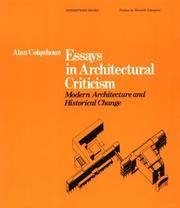 cover of Essays in Architectural Criticism: Modern Architecture and Historical Change