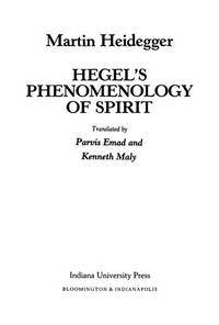 Hegels Phenomenology of Spirit (Studies in Phenomenology and Existential Philosophy) (German Edition) by Martin Heidegger - 1988-08-07