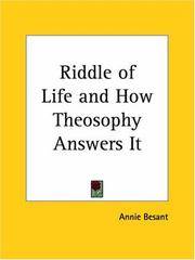 image of Riddle of Life and How Theosophy Answers It