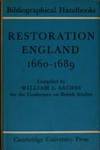 Restoration England 1660-1689 (Conference on British Studies Bibliographical Handbooks)