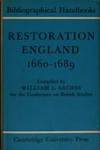 Restoration England, 1660-1689 by Sachse, William L - 1971