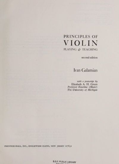 Principles of Violin Playing and Teaching