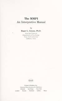 MMPI: An Interpretive Manual