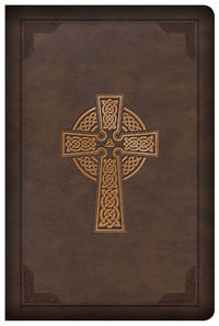 cover of Holy Bible: King James Version, Large Print, Compact, Reference, Celtic Cross Brown Leathertouch