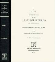 A List of Editions of the Holy Scriptures and Parts Thereof: Printed in America