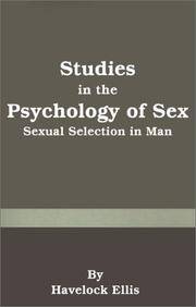 image of Studies in the Psychology of Sex: Sexual Selection in Man