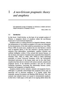Cambridge Studies in Linguistics: The Syntax and Pragmatics of Anaphora: A Study With Special...