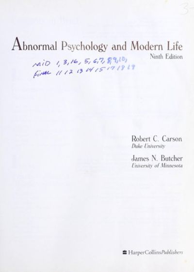 Abnormal Psychology and Modern Life
