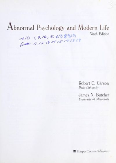 Abnormal Psychology and Modern Life